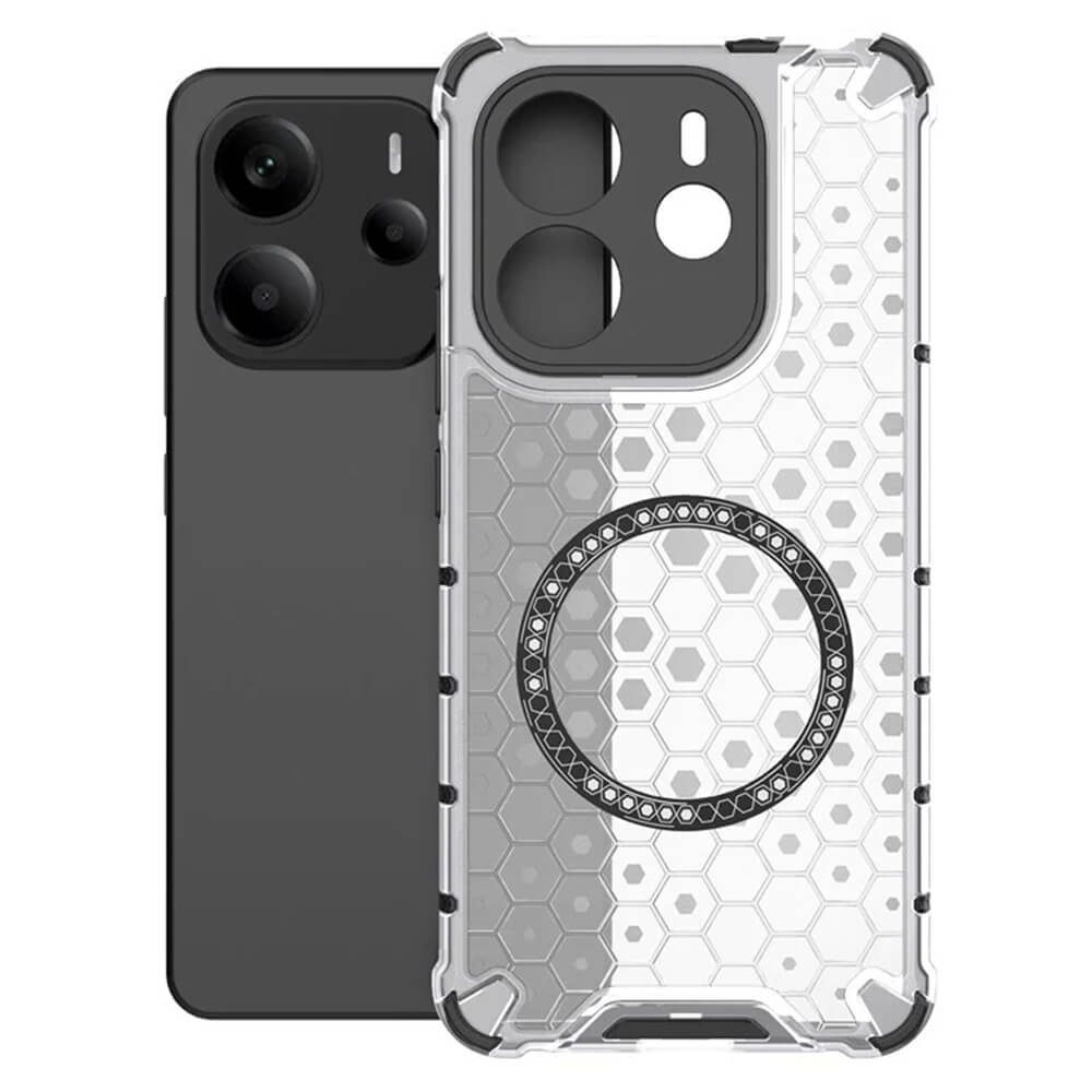 Techsuit Xiaomi Redmi Note 14 5G Honeycomb Shield MagSafe Σκληρή Θήκη με Πλαίσιο Σιλικόνης - White