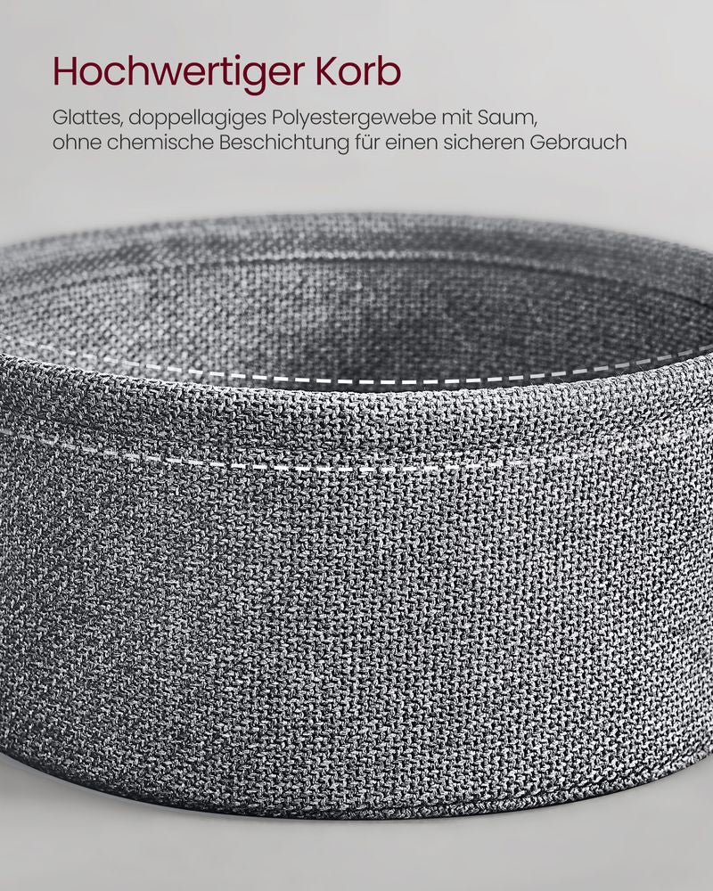 Vasagle Στρόγγυλο Βοηθητικό Τραπέζι με Υφασμάτινο Καλάθι Αποθήκευσης και Ενσωματωμένο Πολύπριζο - Dove Grey / Slate Grey - LET228G02