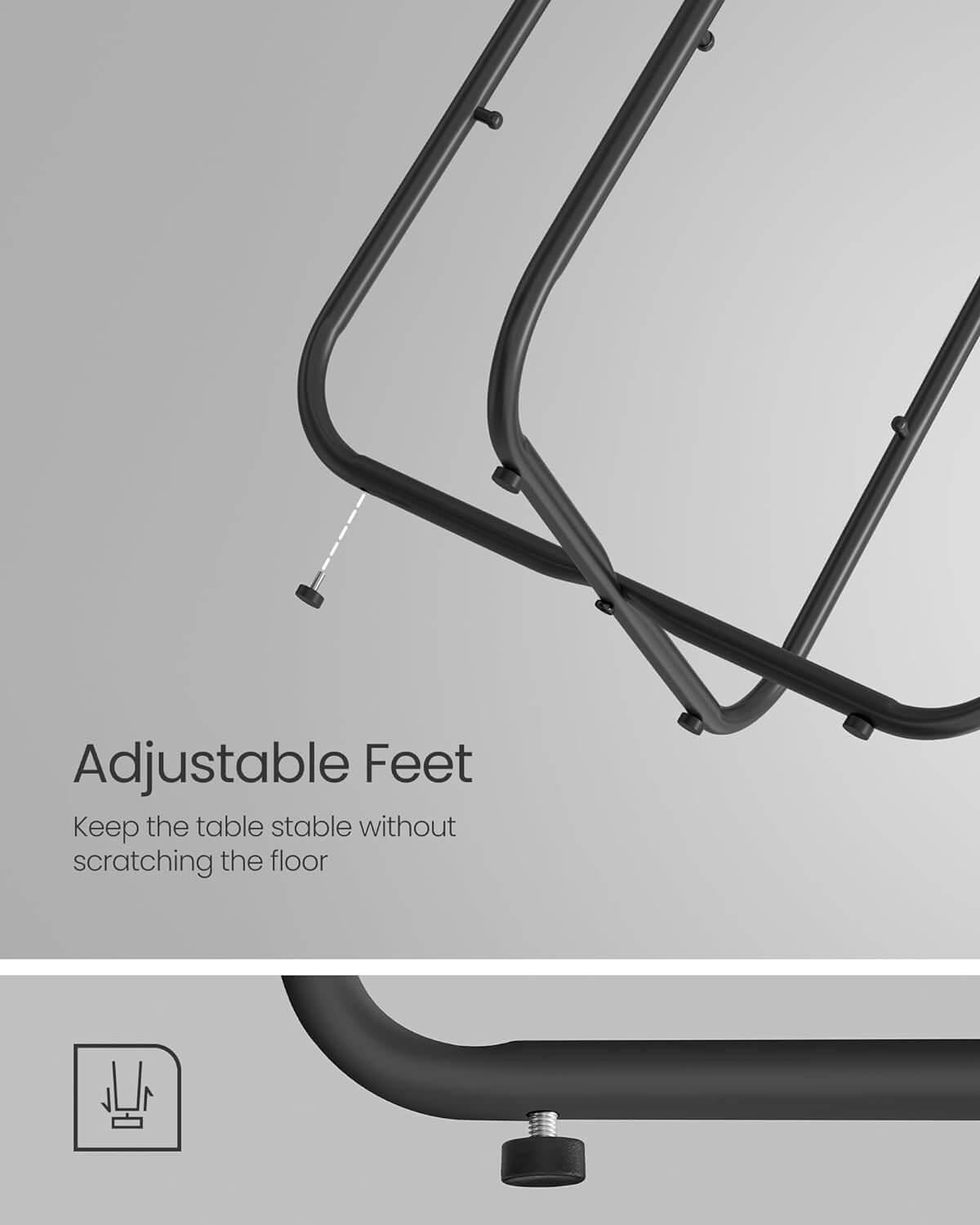 Vasagle Στρόγγυλο Βοηθητικό Τραπέζι με Υφασμάτινο Καλάθι Αποθήκευσης - Black / Slate Grey - LET223B01