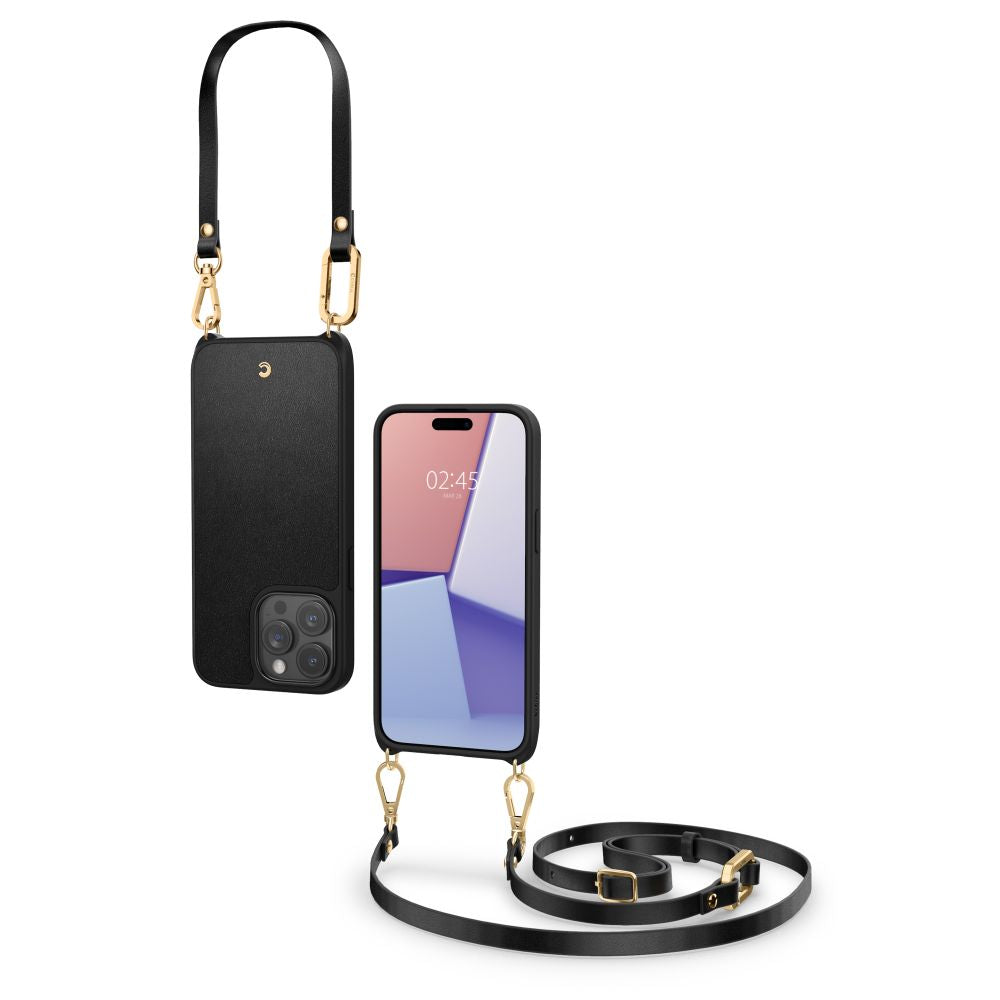 Spigen Cyrill iPhone 15 Pro Max Classic Charm Mag Σκληρή Θήκη MagSafe με Πλαίσιο Σιλικόνης και Λουράκι - Black