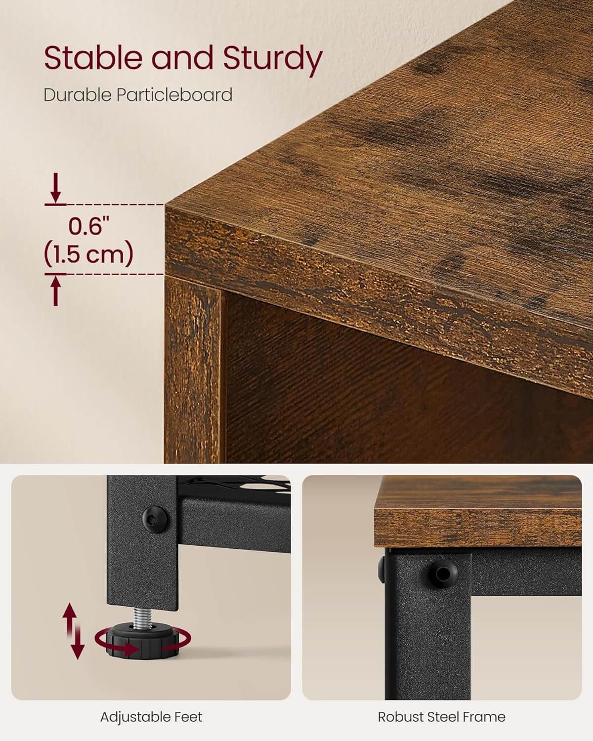 Vasagle Σετ με Επιτοίχια Κρεμάστρα και Παπουτσοθήκη με 2 Ράφια και Κάθισμα - Rustic Brown - LCR073K01