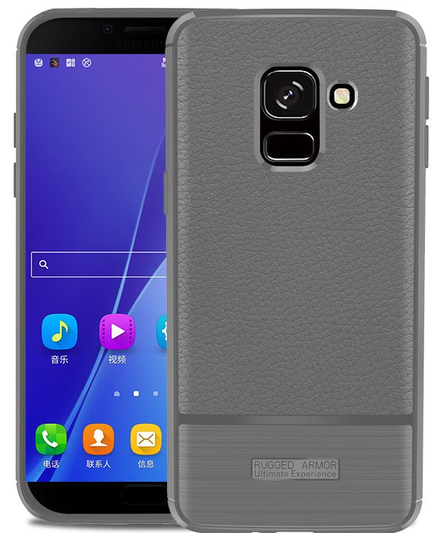 OEM Samsung Galaxy J6 2018 Dermatoglyphic Θήκη Σιλικόνης TPU με Δερμάτινη Όψη - Grey