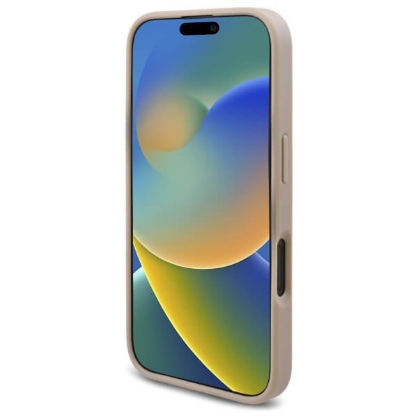 Guess iPhone 16 Plus - New 4G Triangle - Θήκη με Επένδυση Συνθετικού Δέρματος - Pink - GUHCP16MPG4GPH