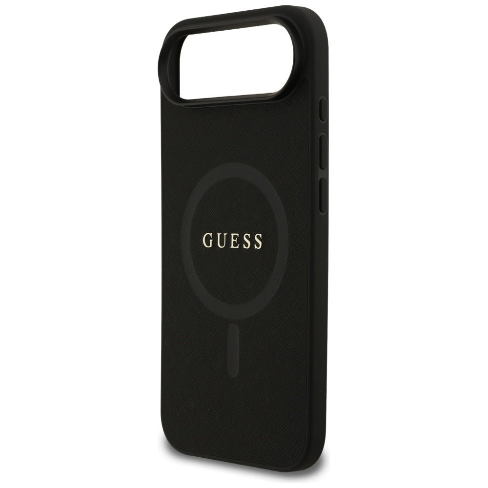 Guess iPhone Air - Saffiano Classic Logo MagSafe - Σκληρή Θήκη με Πλαίσιο Σιλικόνης και Επένδυση Οικολογικού Δέρματος - Black - GUHMP17MPSAHMCK