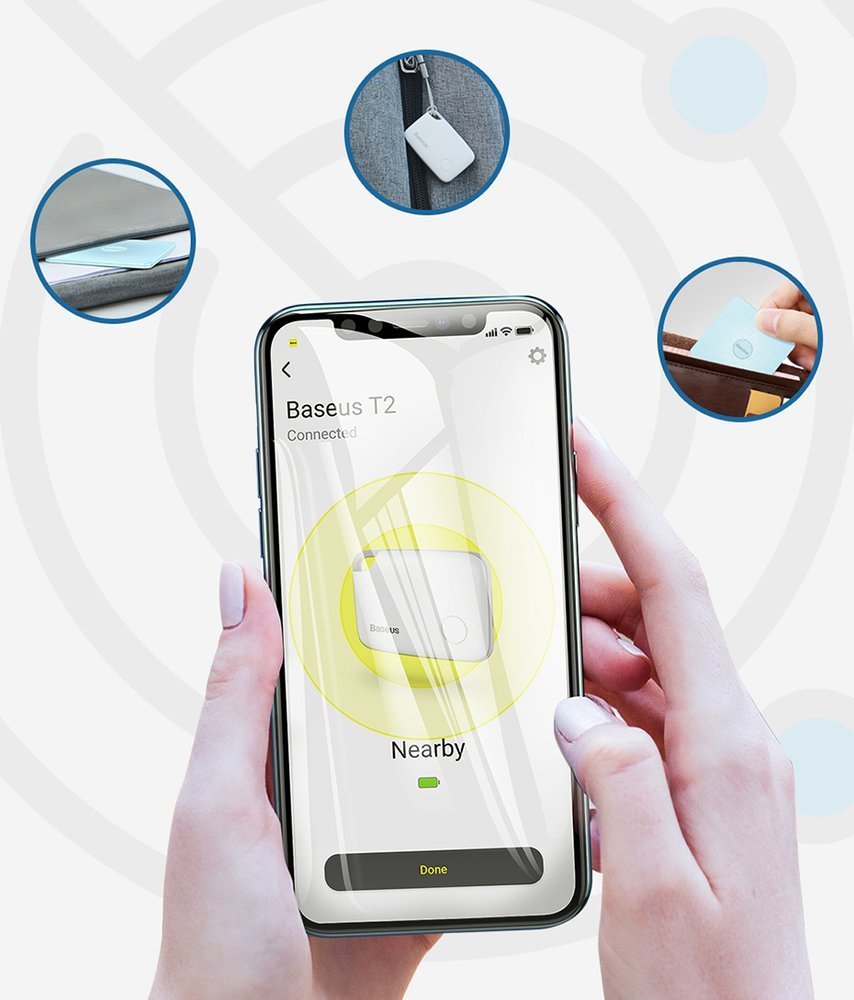 Baseus T2 Mini Ropetype Anti-loss Device - Αντικλεπτική Συσκευή με Λουράκι - White - ZLFDQT2-02