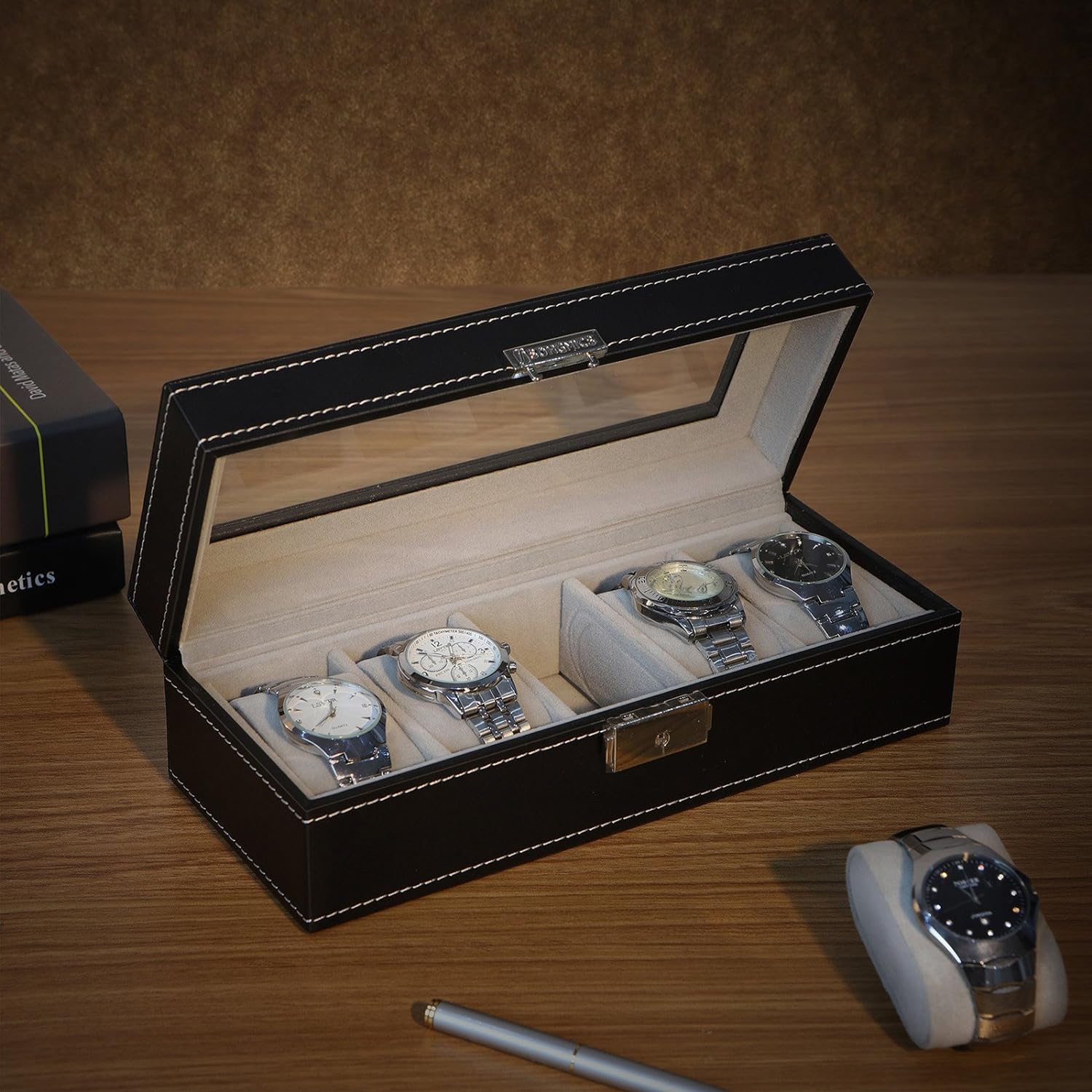 Songmics Θήκη Αποθήκευσης για 5 Ρολόγια - Black - JWB05B