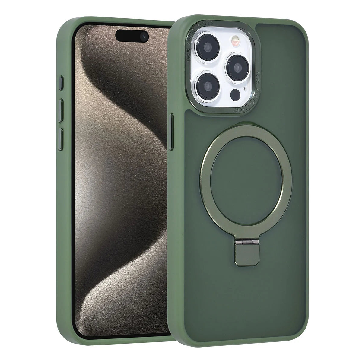 Tuniq iPhone 15 Pro Max - MagSafe Σκληρή Θήκη με Δαχτυλίδι Συγκράτησης - Green