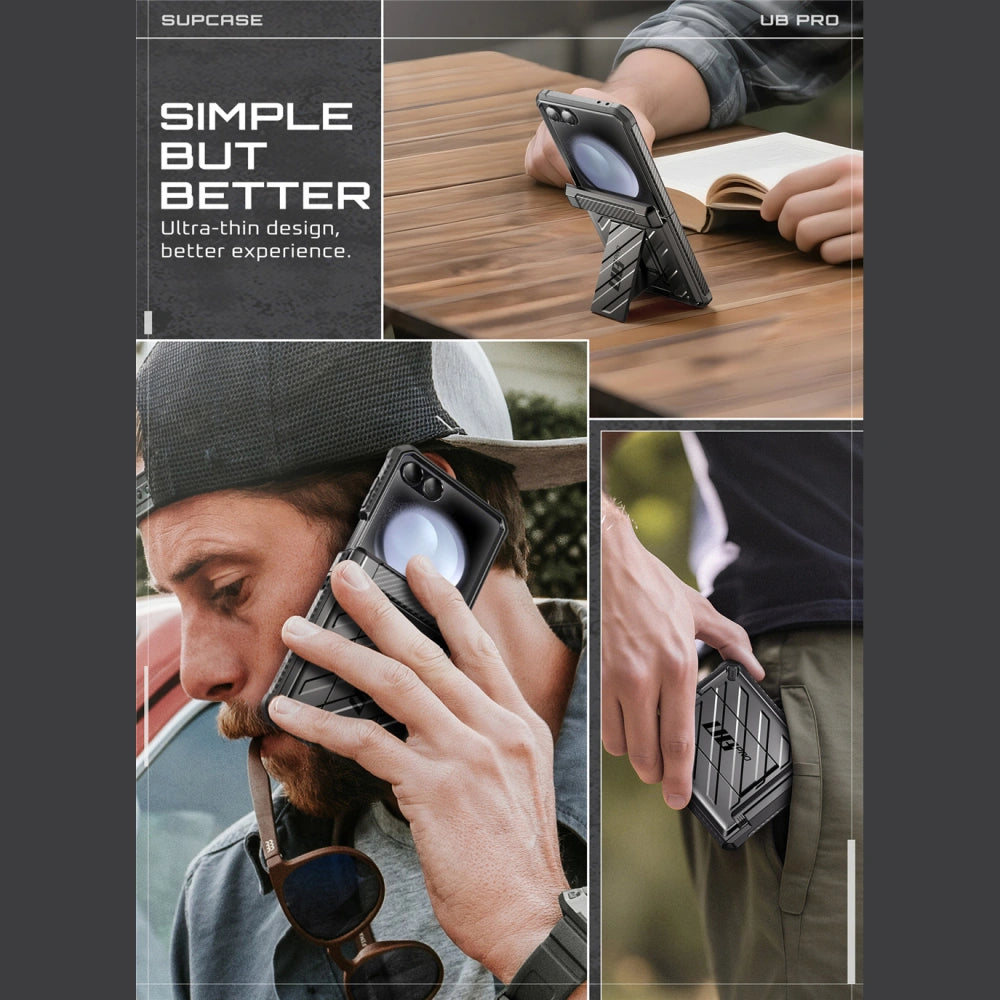 Supcase Samsung Galaxy Z Flip7 - Unicorn Beetle Pro - Σκληρή Θήκη με Προστασία Οθόνης και Stand - Black