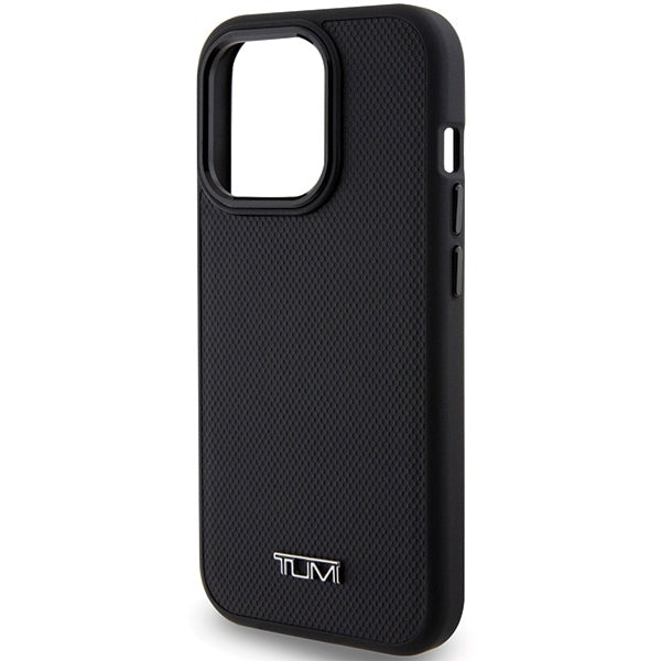 Tumi iPhone 15 Pro Leather Ballistic Pattern MagSafe Θήκη από Γνήσιο Δέρμα με MagSafe - Black