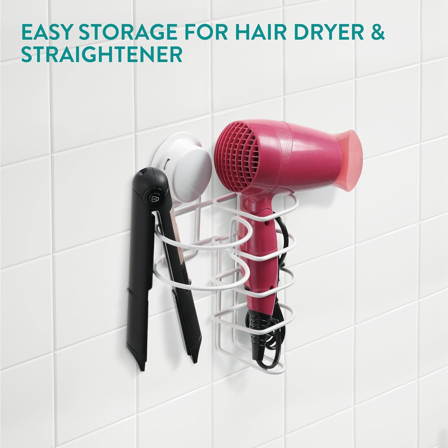 Navaris Μεταλλική Βάση με Βεντούζα για Πιστολάκι και Πρέσα Ισιώματος - White - 50526.02