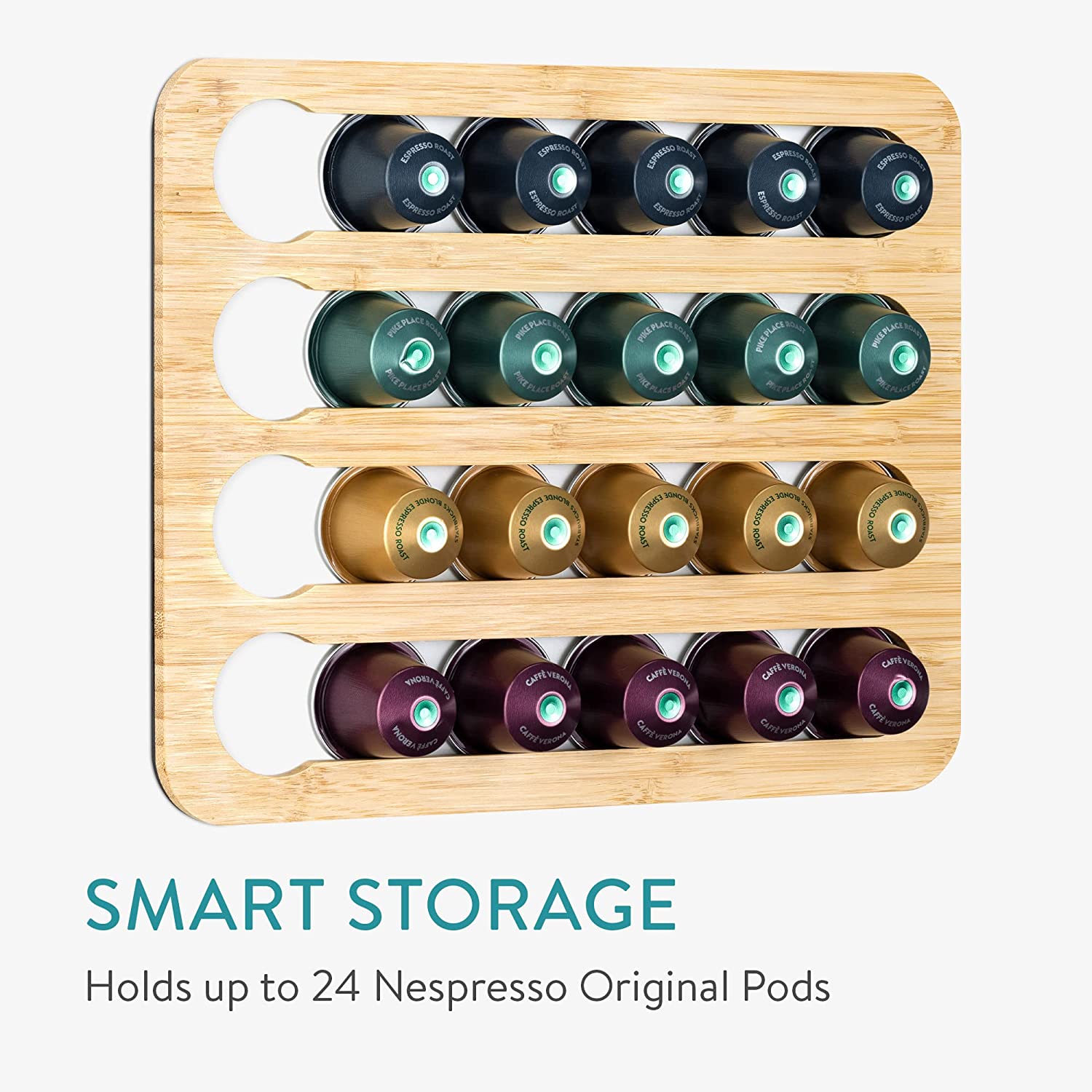 Navaris Σετ με 2 Μαγνητικές Βάσεις από Μπαμπού για Κάψουλες Nespresso - Brown - 57292.2