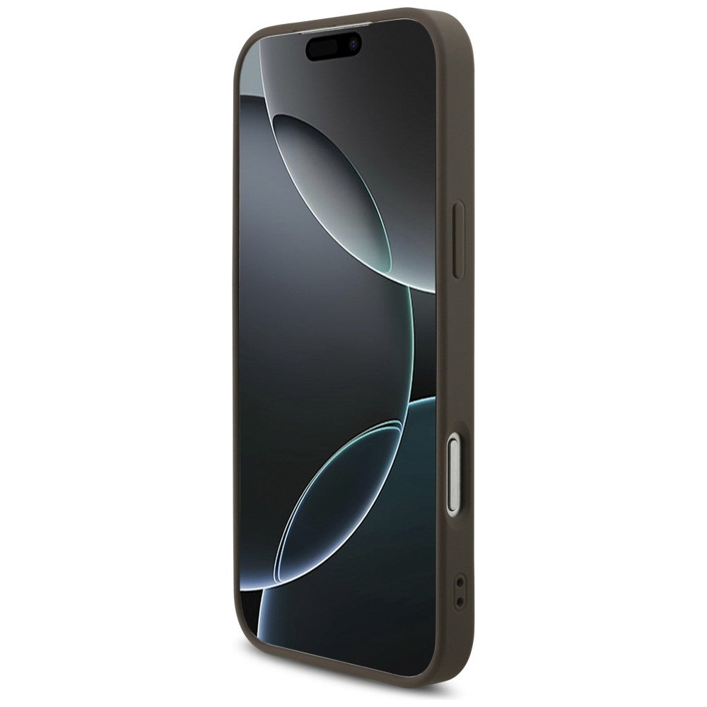 Guess iPhone 17 Pro Max / iPhone 18 Pro Max - Σκληρή Θήκη με Πλαίσιο Σιλικόνης και Επένδυση Συνθετικού Δέρματος - 4G Big Logo - Brown - GUHCP18X4GMGBR