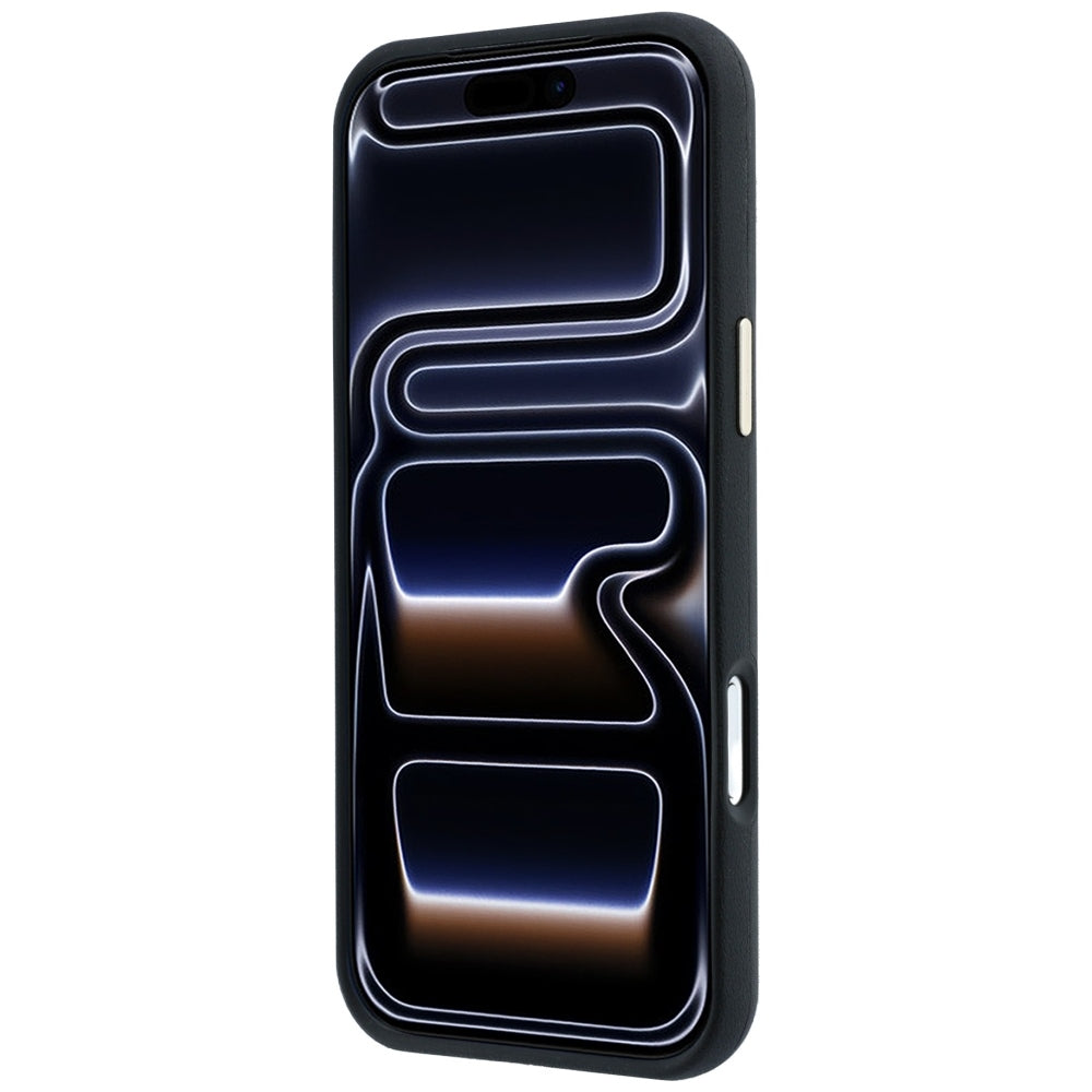 Guess iPhone 18 Pro Max / iPhone 17 Pro Max - Θήκη με Επένδυση Συνθετικού Δέρματος MagSafe - Perforated 4G Gold Logo - Black