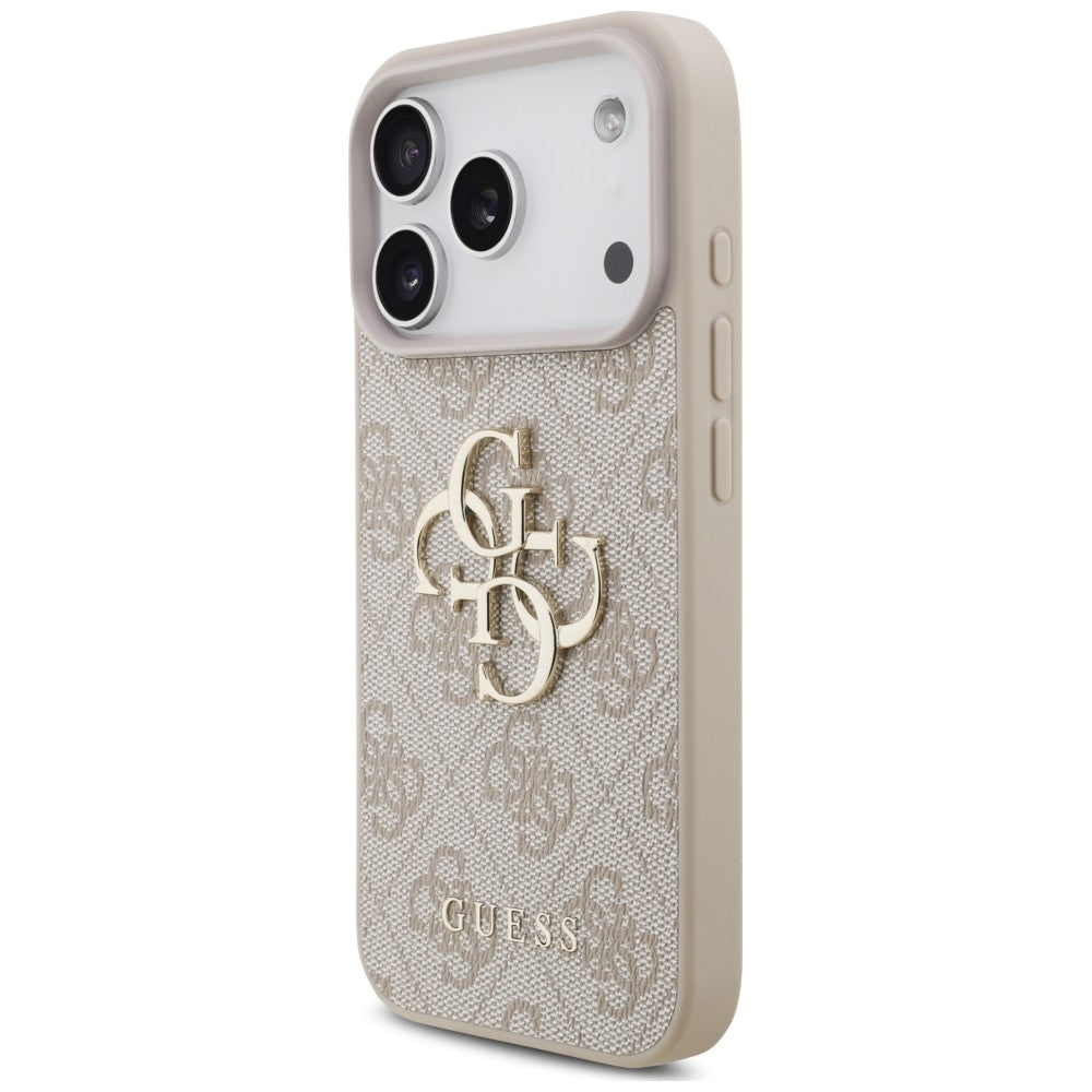 Guess iPhone 18 Pro / iPhone 17 Pro - Σκληρή Θήκη με Επένδυση Συνθετικού Δέρματος και Λουράκι - 4G Strap 4G Classic Logo - Pink