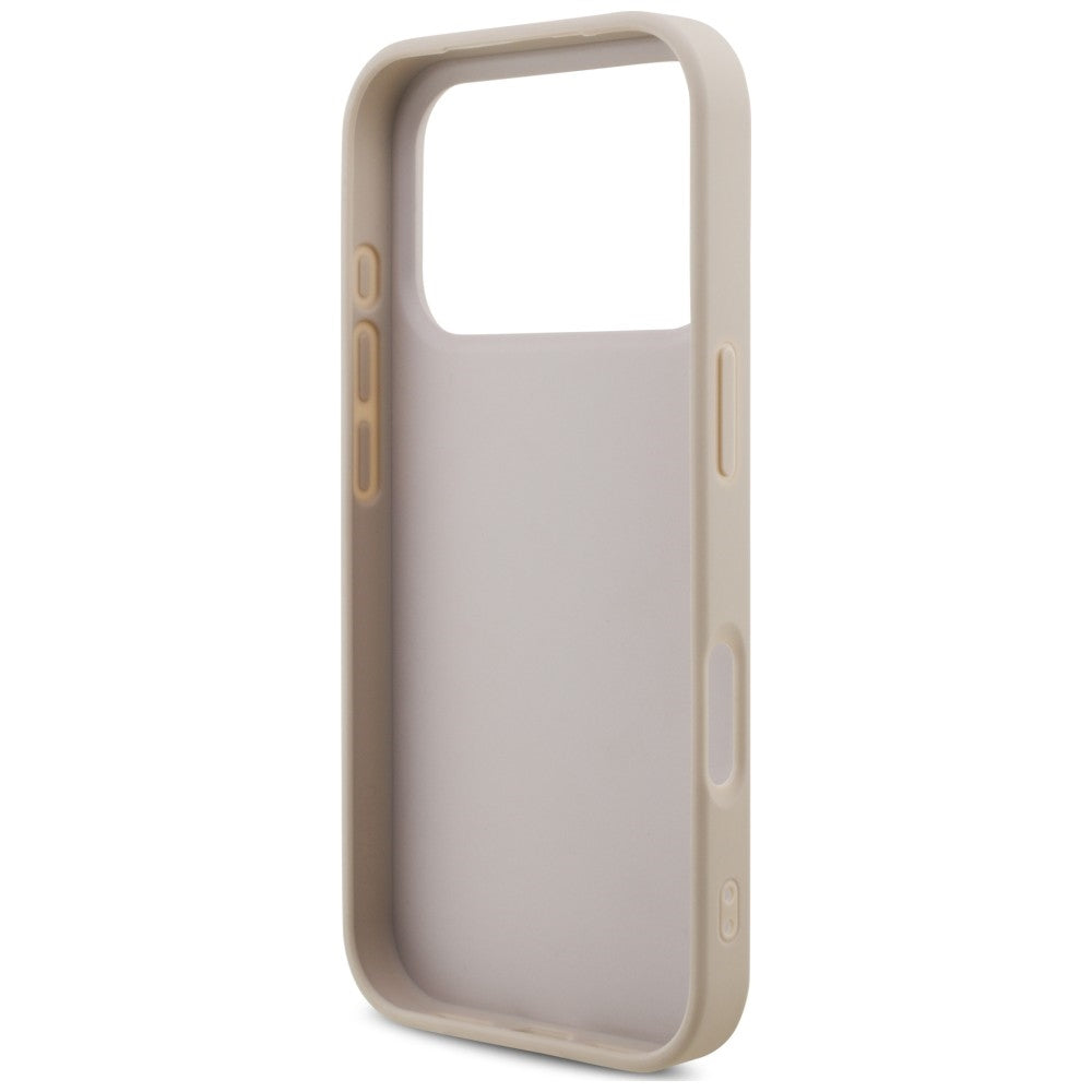 Guess iPhone 18 Pro / iPhone 17 Pro - Σκληρή Θήκη με Επένδυση Συνθετικού Δέρματος και Λουράκι - 4G Strap 4G Classic Logo - Pink