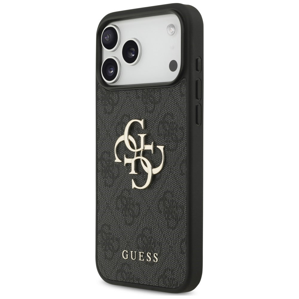Guess iPhone 18 Pro Max / iPhone 17 Pro Max - Σκληρή Θήκη με Επένδυση Συνθετικού Δέρματος και Λουράκι - 4G Strap 4G Classic Logo - Black