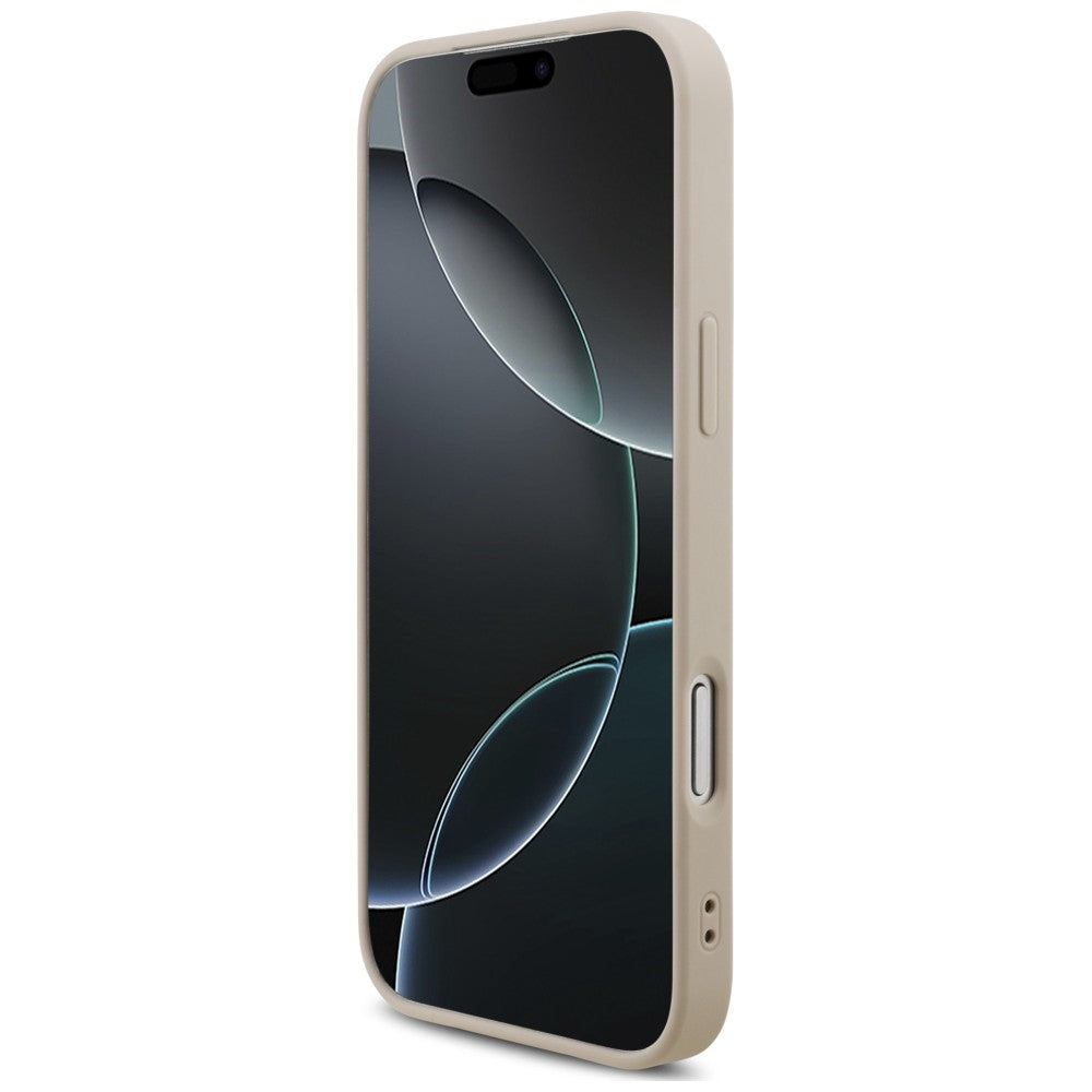 Guess iPhone 18 Pro Max / iPhone 17 Pro Max - Σκληρή Θήκη με Επένδυση Συνθετικού Δέρματος και Λουράκι - 4G Strap 4G Classic Logo - Pink