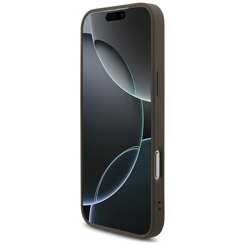 Guess iPhone 18 Pro Max / iPhone 17 Pro Max - Σκληρή Θήκη με Επένδυση Συνθετικού Δέρματος και Λουράκι - 4G Strap 4G Classic Logo - Brown
