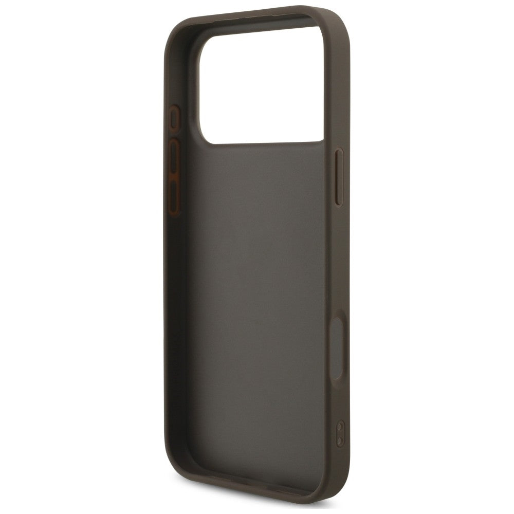 Guess iPhone 18 Pro Max / iPhone 17 Pro Max - Σκληρή Θήκη με Επένδυση Συνθετικού Δέρματος και Λουράκι - 4G Strap 4G Classic Logo - Brown