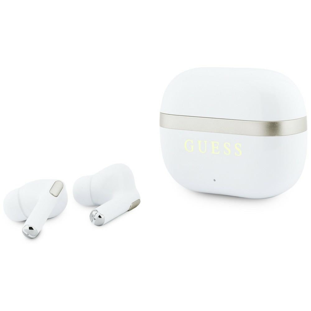 Guess Ασύρματα Bluetooth Ακουστικά για Κλήσεις / Μουσική - TWS Glossy Printed Classic Logo - White
