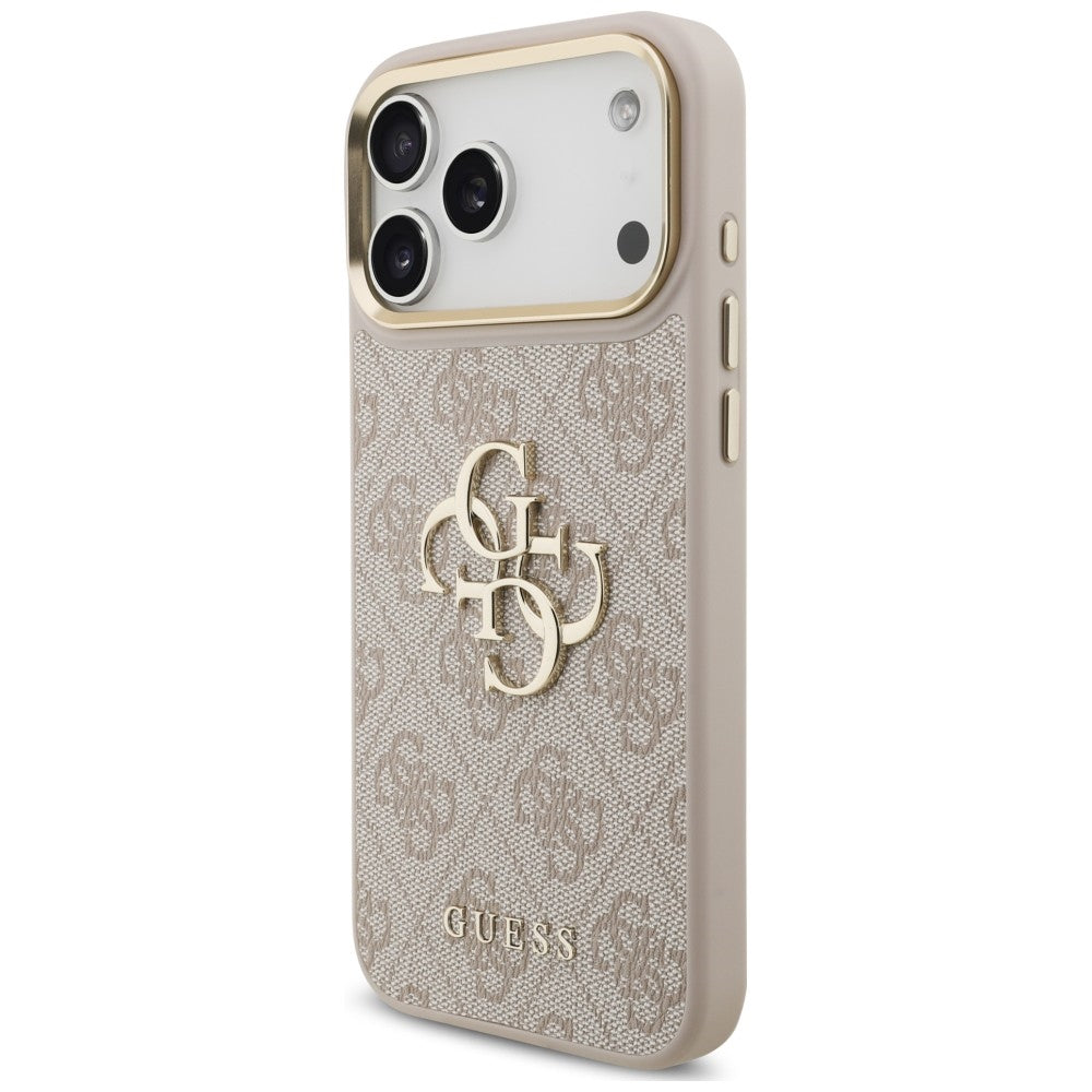 Guess iPhone 18 Pro / iPhone 17 Pro - Θήκη με Επένδυση Συνθετικού Δέρματος και Λουράκι - 4G Big 4G Classic Logo Big Strap Metal Buttons - Pink