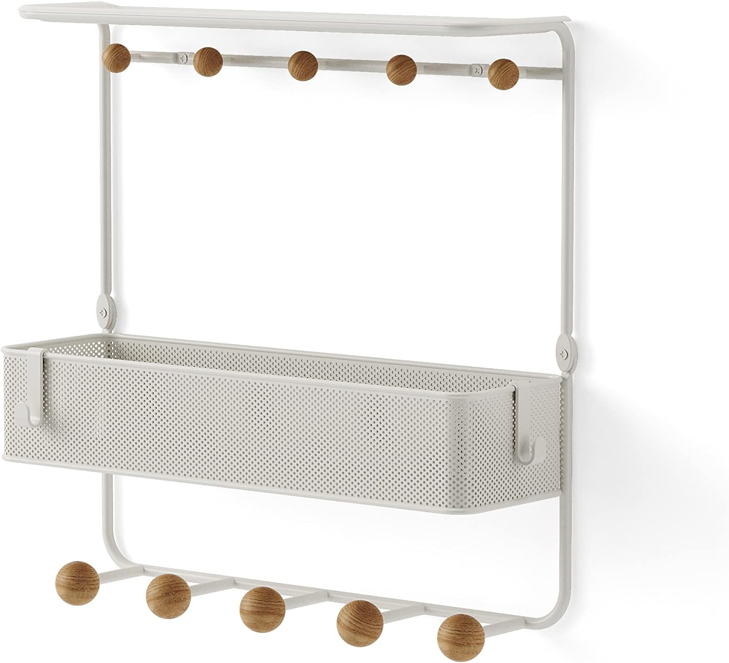 Umbra Estique Επιτοίχια Μεταλλική Κρεμάστρα με Ράφι και 10 Γάντζους - White / Natural