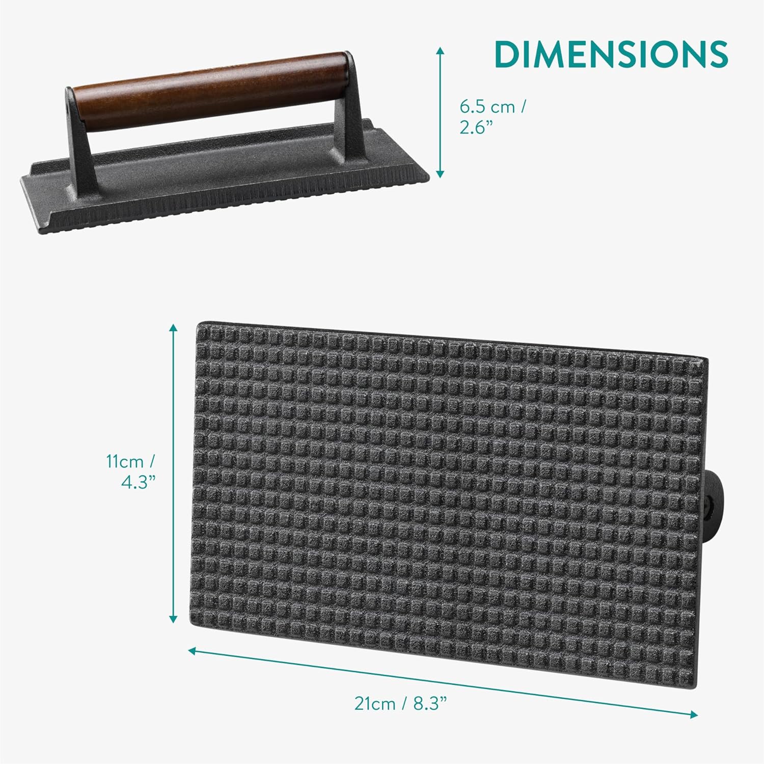 Navaris Μαντεμένια Πρέσα για Μπιφτέκι με Ξύλινη Λαβή - Black - 62077.02