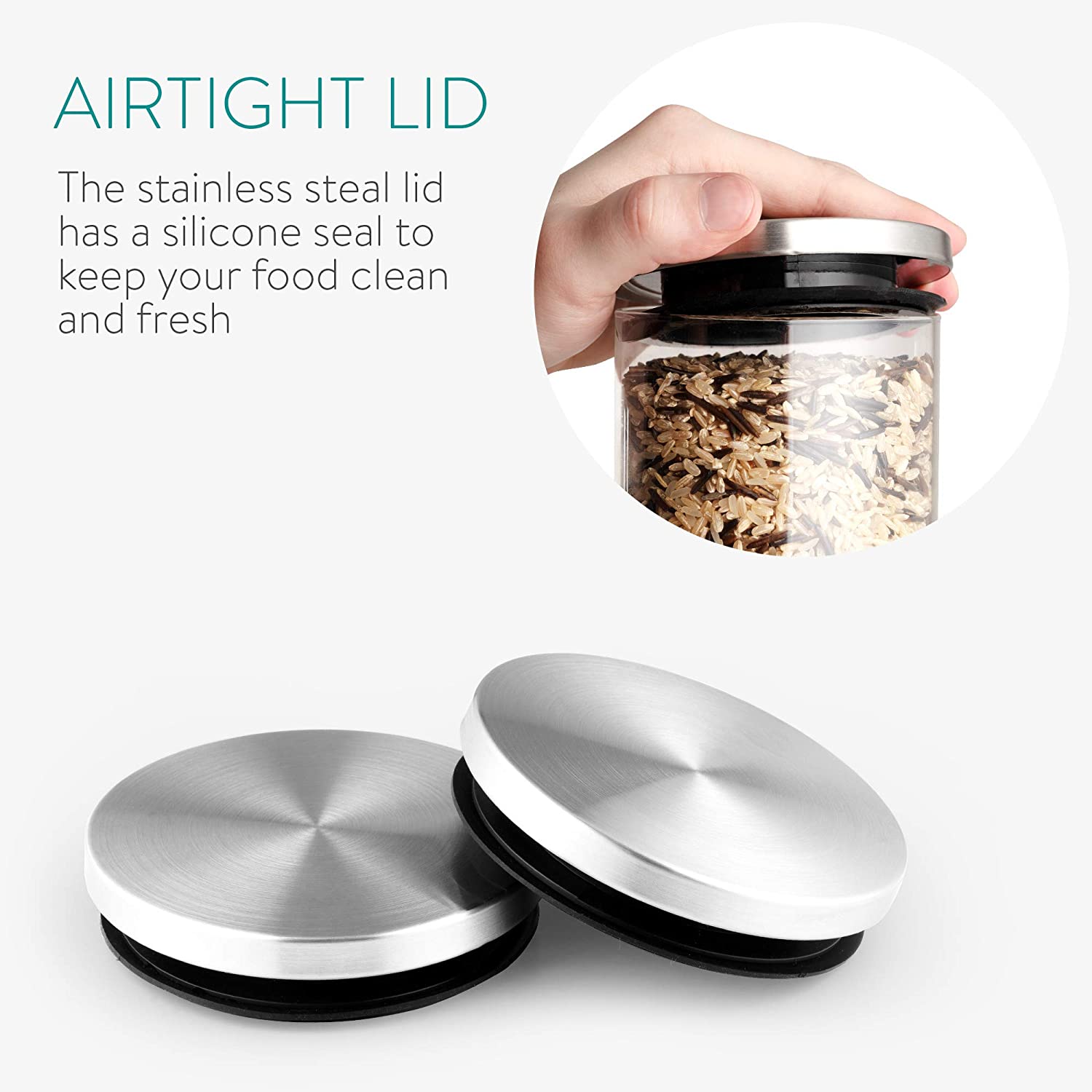 Navaris Σετ 4 Γυάλινα Βάζα Αποθήκευσης με Καπάκι - Διάφανα - 53084.01.04