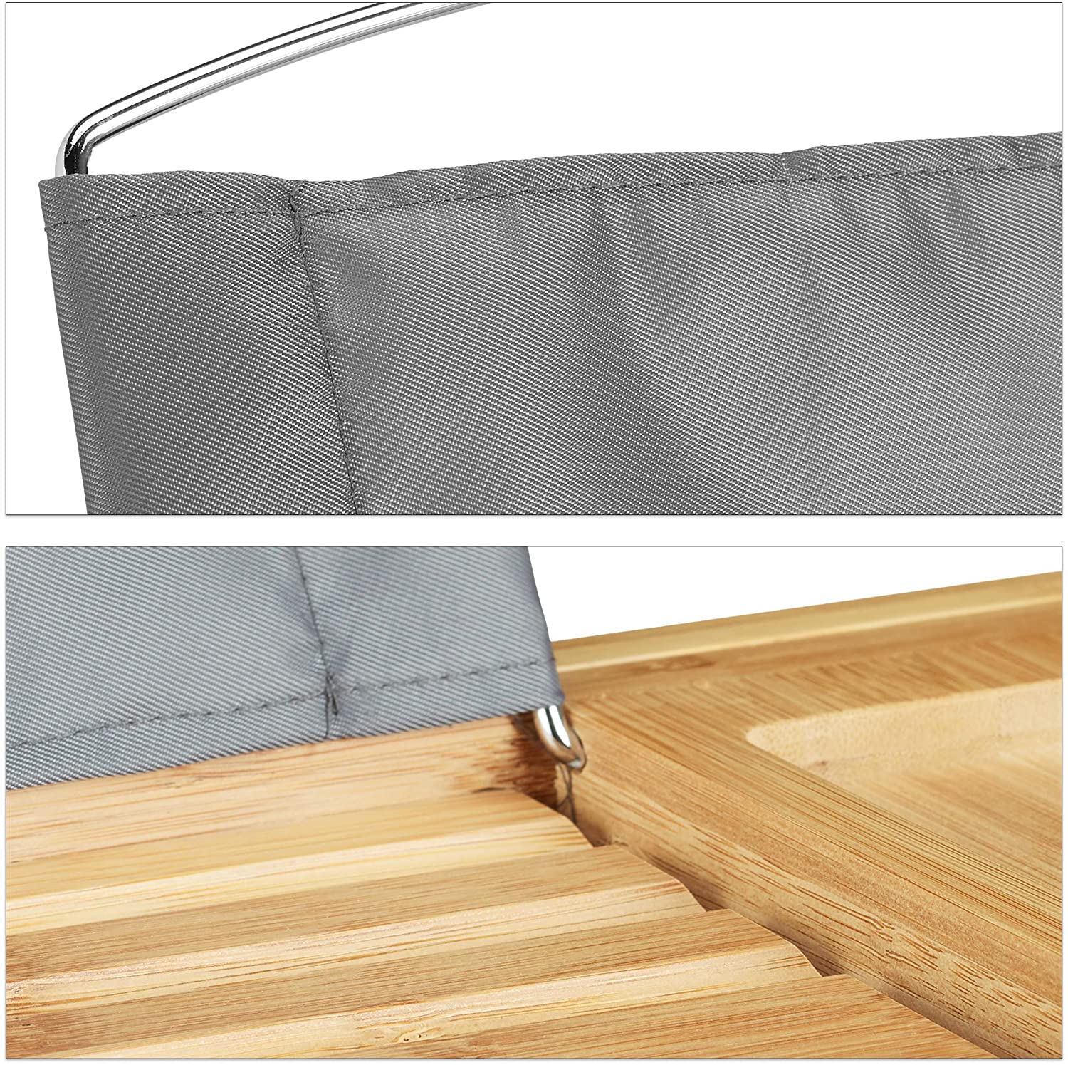 Relaxdays Βάση από Μπαμπού για τη Μπανιέρα με Θήκη για Ποτήρι και Stand Βιβλίου και Κινητού - Natural - 4052025221799