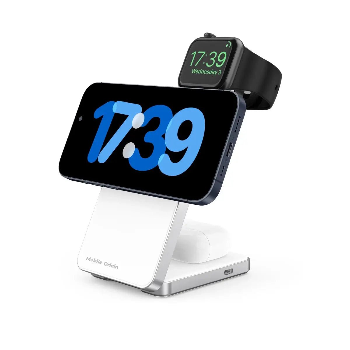 Mobile Origin Qi2 CompactStand 3in1 Ασύρματος Μαγνητικός Φορτιστής MagSafe - White / Silver