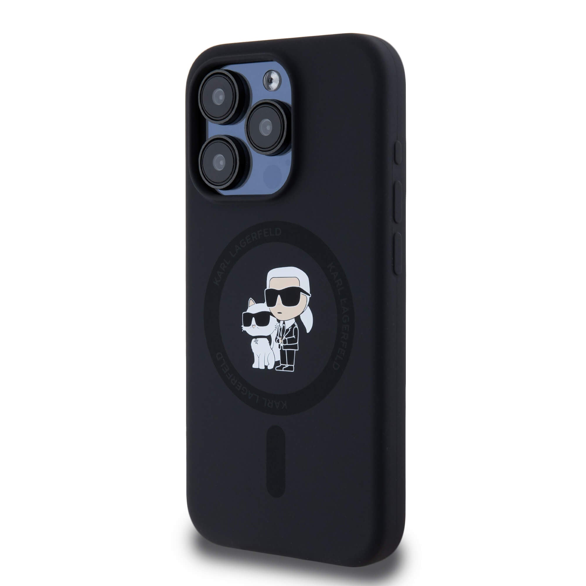 Karl Lagerfeld iPhone 15 Pro - Silicone Karl and Choupette - Θήκη Σιλικόνης με MagSafe - Black - KLHMP15LSCMKCRHK
