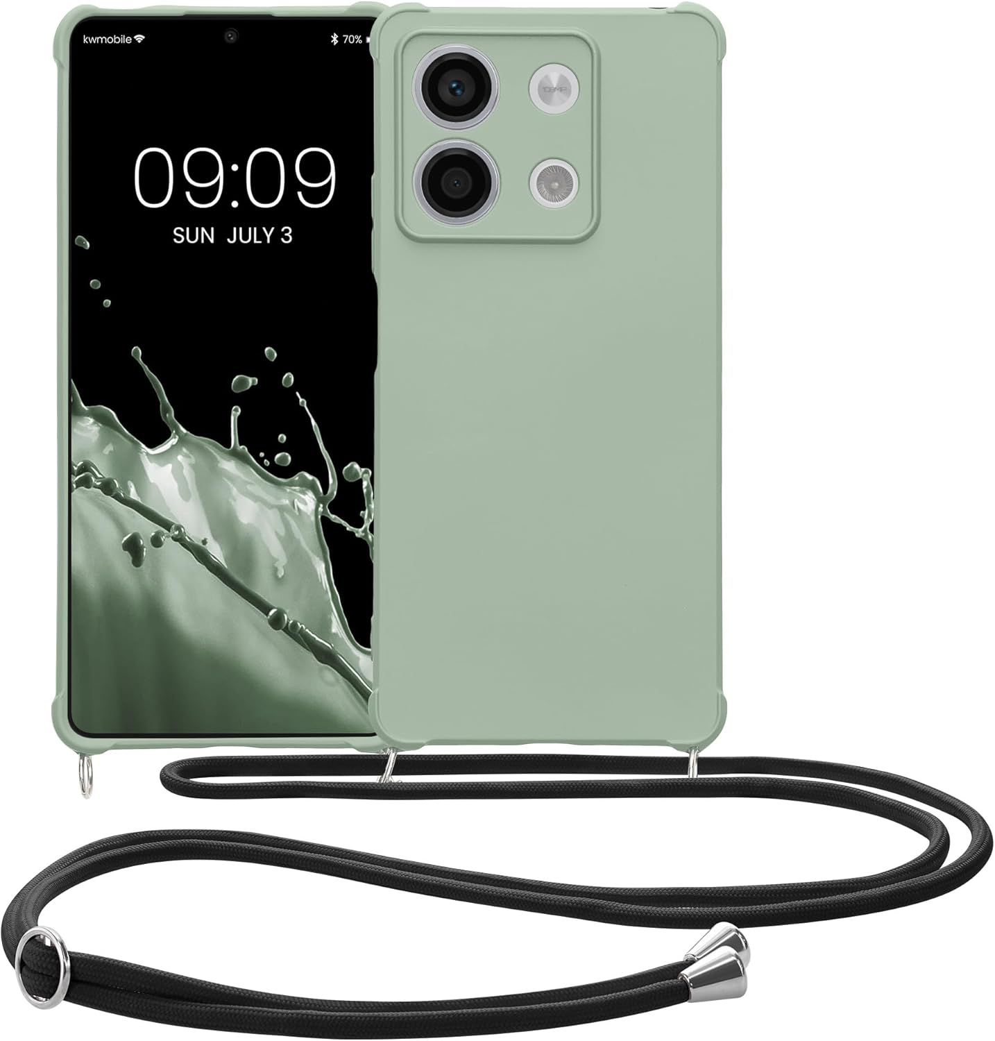 KW Xiaomi Redmi Note 13 5G Θήκη Σιλικόνης TPU με Λουράκι - Grey Green