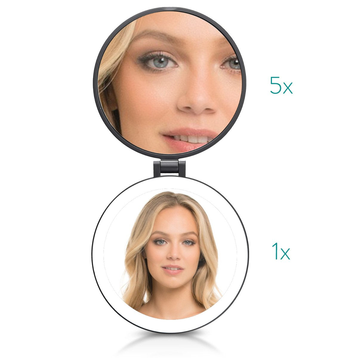 Navaris Compact LED Makeup Mirror - Φωτιζόμενος Καθρέπτης LED Ταξιδιού - Black - 44870.47