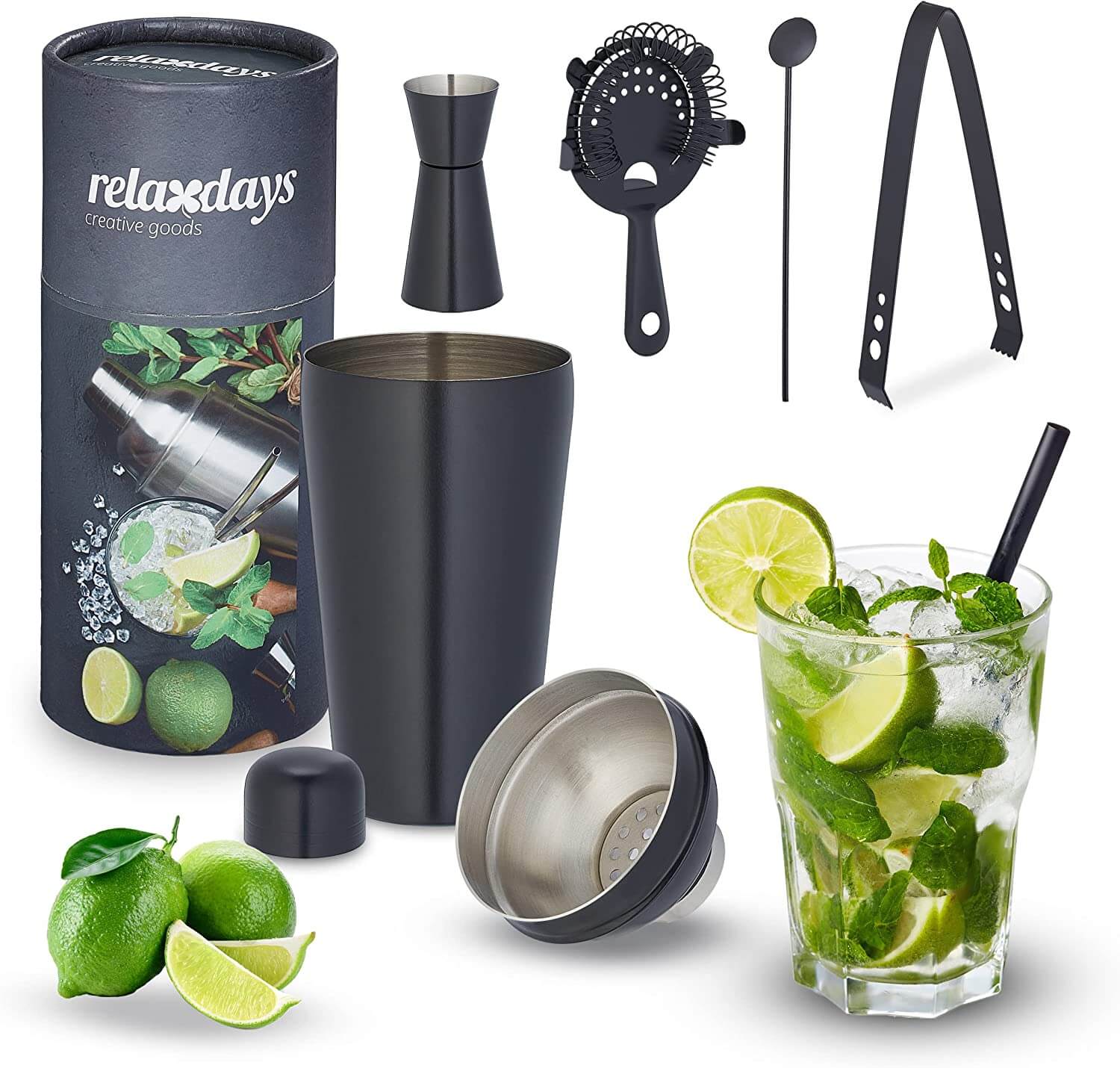 Relaxdays Σετ Κοκτέιλ 5 Τεμαχίων από Ανοξείδωτο Ατσάλι - Black - 4052025983277