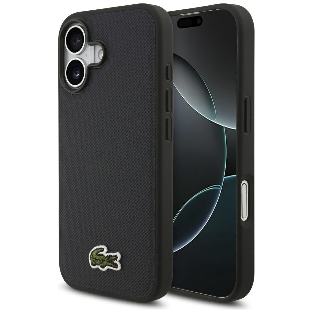 Lacoste iPhone 17 - Iconic Petit Pique Woven Logo MagSafe - Σκληρή Θήκη με Πλαίσιο Σιλικόνης - Navy Blue