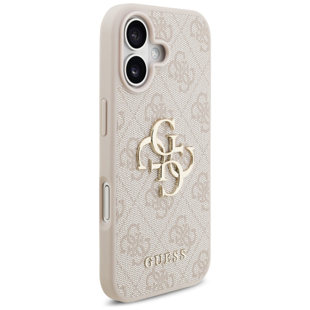 Guess iPhone 17 - 4G Big Logo - Σκληρή Θήκη με Πλαίσιο Σιλικόνης και Επένδυση Συνθετικού Δέρματος - Pink - GUHCP17S4GMGPI