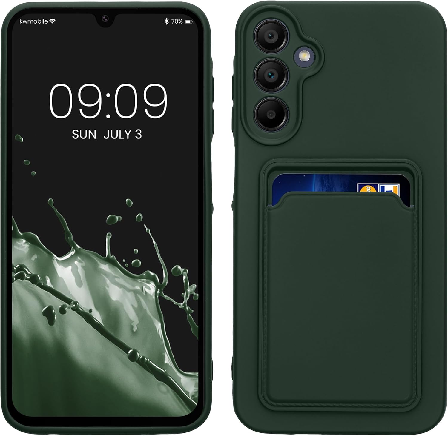 KW Samsung Galaxy A15 4G / A15 5G Θήκη Σιλικόνης TPU με Υποδοχή για Κάρτα - Dark Green