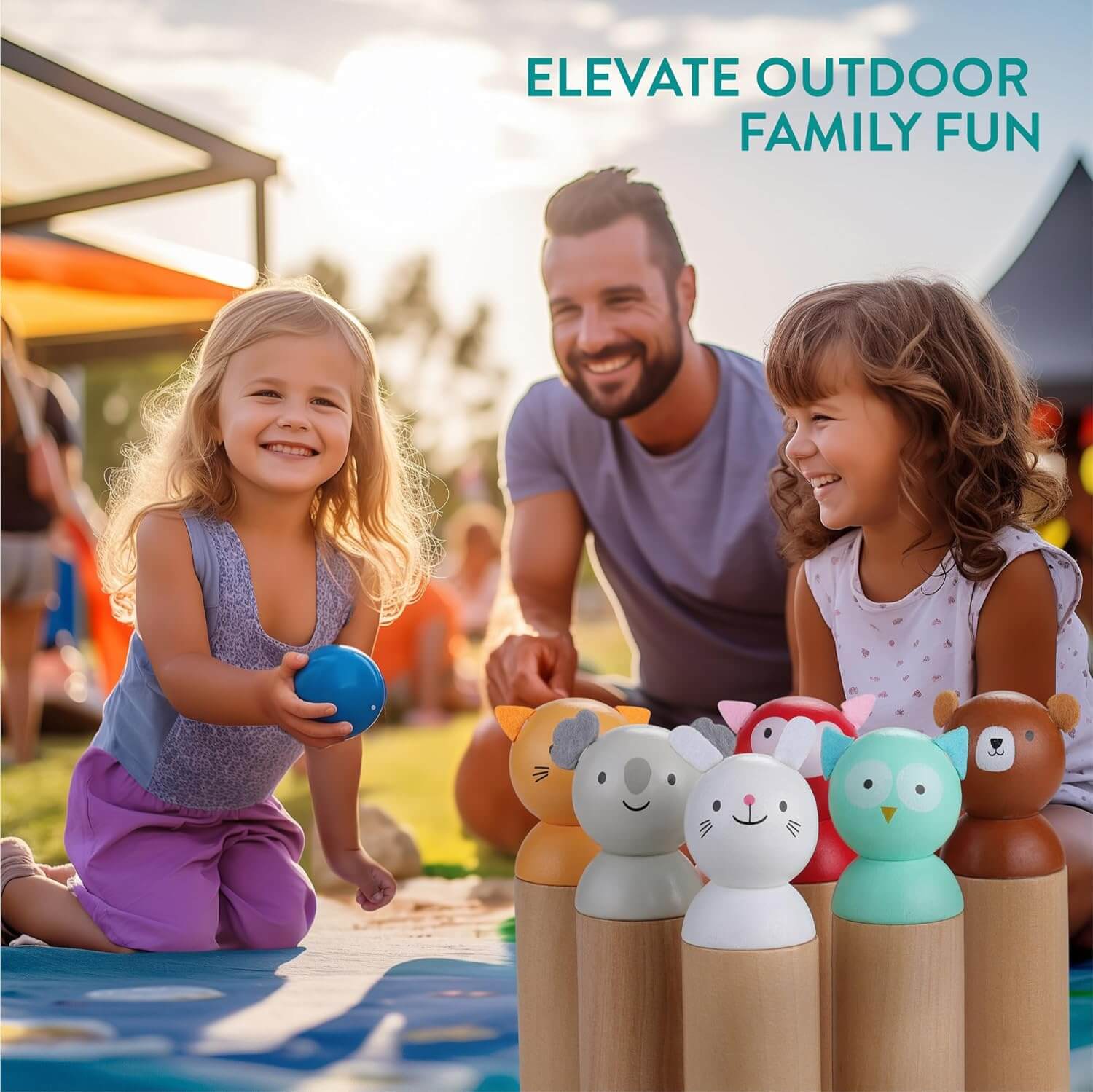 Navaris Ξύλινο Παιχνίδι Μπόουλινγκ για Παιδιά - Brown / Multicolor