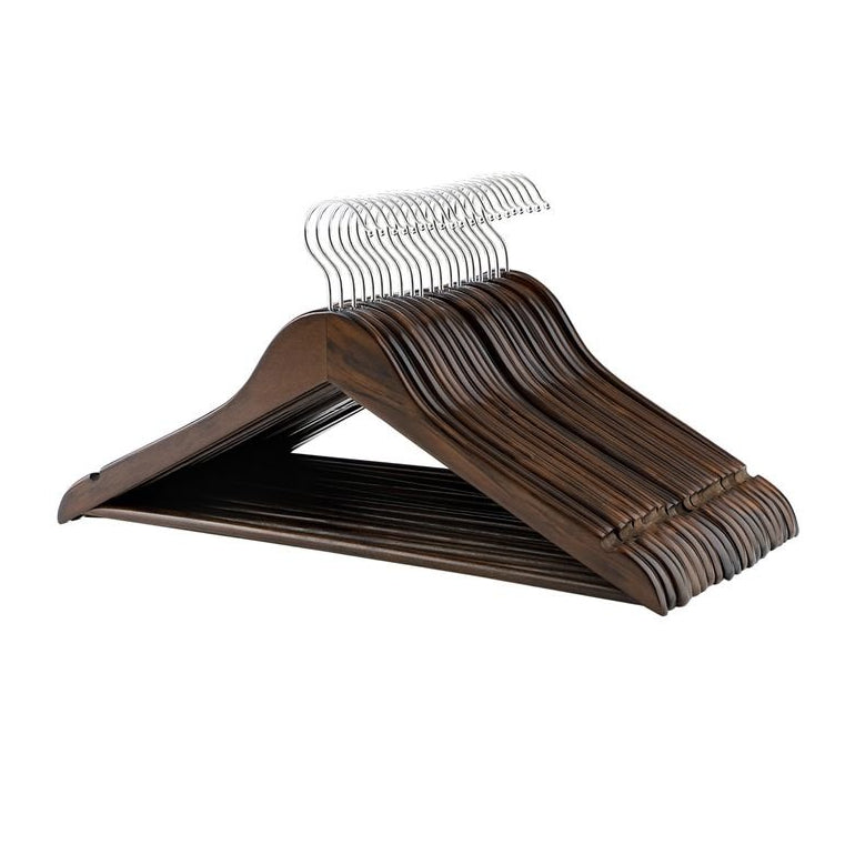 Songmics Σετ με 20 Ξύλινες Κρεμάστρες Ρούχων - Dark Walnut / Silver - CRW02V20