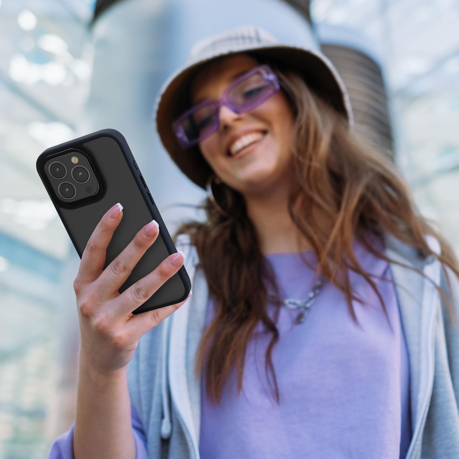 Kalibri iPhone 15 Pro Σκληρή Θήκη με Πλαίσιο Σιλικόνης - Matte Dark Blue / Ημιδιάφανη - KLB000022NM002C