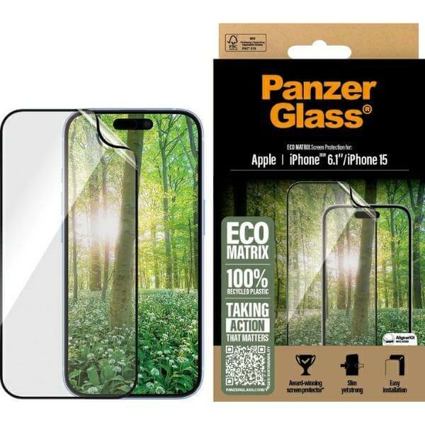 PanzerGlass iPhone 16 Eco Matrix Ultra-Wide Fit Προστατευτική Mεμβράνη Οθόνης - Διάφανη / Black