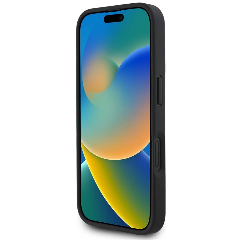 Guess iPhone 16 - Grained Roses Big 4G Logo - Σκληρή Θήκη με Επένδυση από Οικολογικό Δέρμα - Black - GUHCP16SPGROP4MK