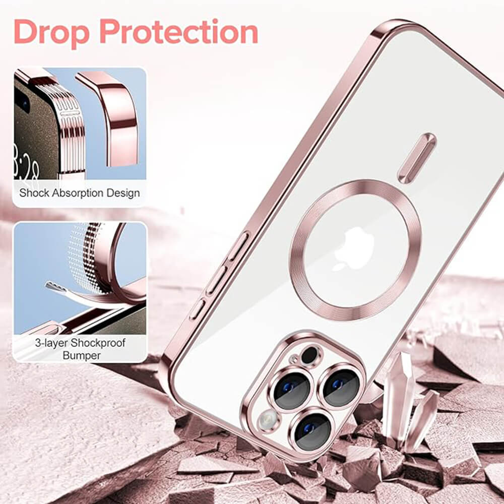 Techsuit iPhone 15 Pro Max - Luxury Crystal MagSafe - Θήκη Σιλικόνης - Pink