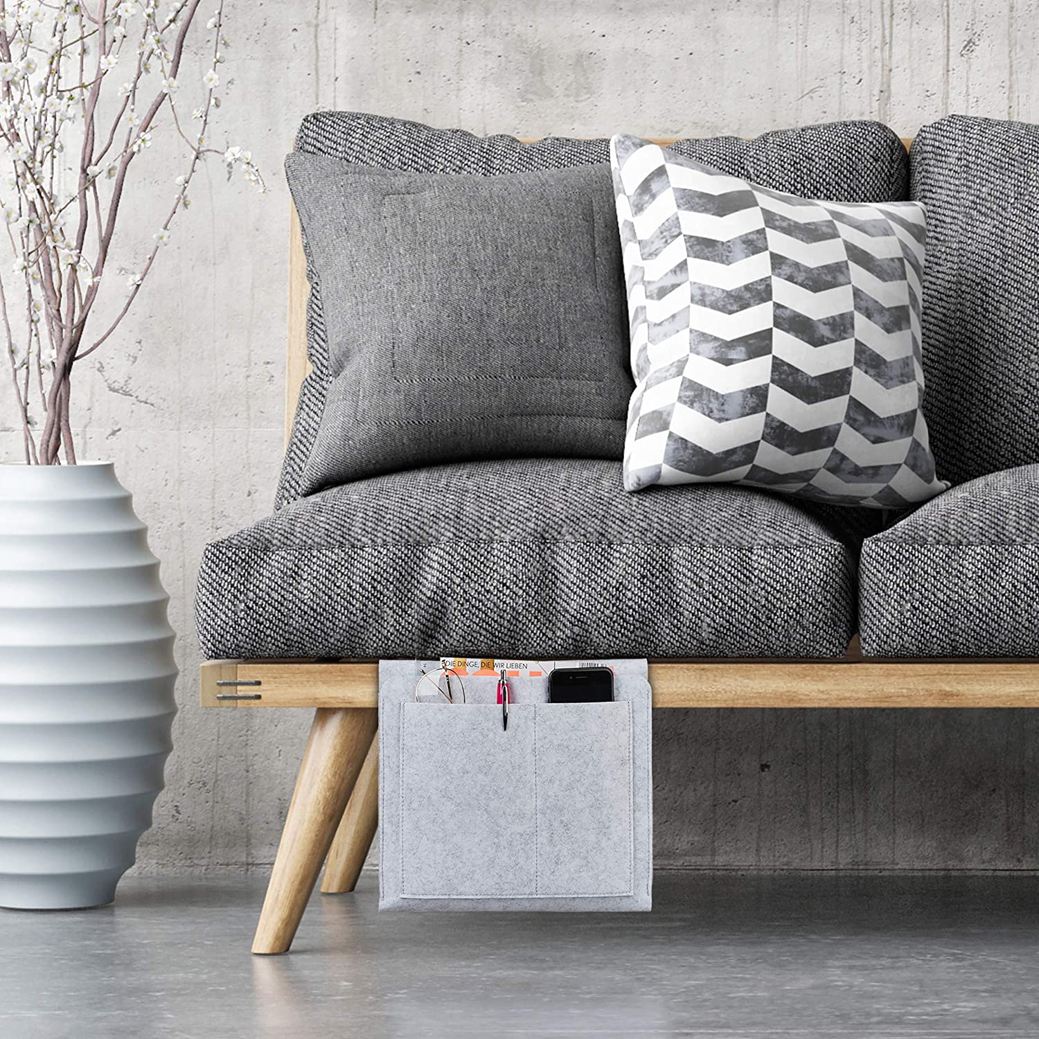 Relaxdays Bed Pocket Τσέπη Organiser Κρεβατιού - Light Grey - 4052025898335