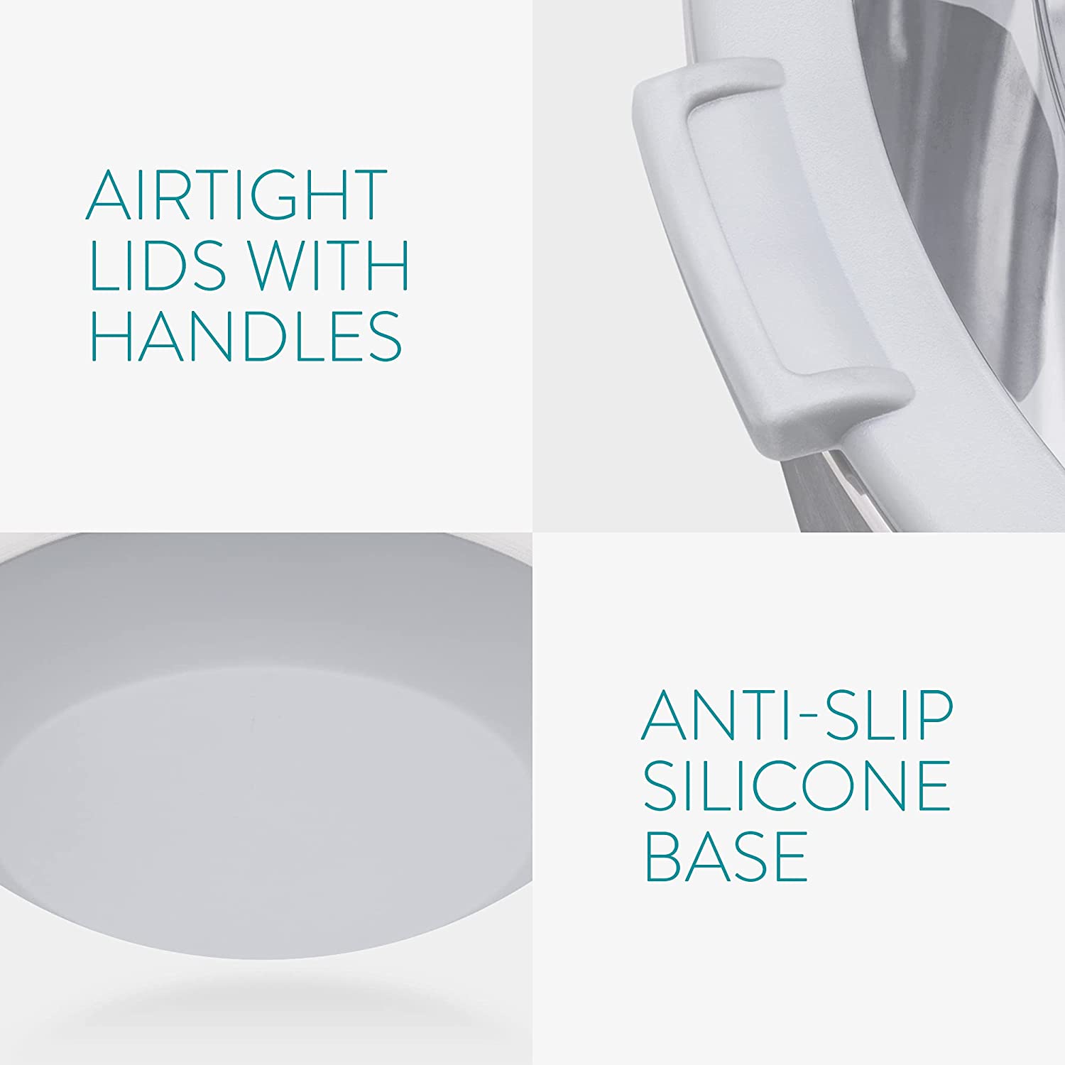 Navaris Stainless Steel Mixing Bowls Set of 3 Σετ με 3 Μεταλλικά Δοχεία Φαγητού - Grey - 49210.03.22