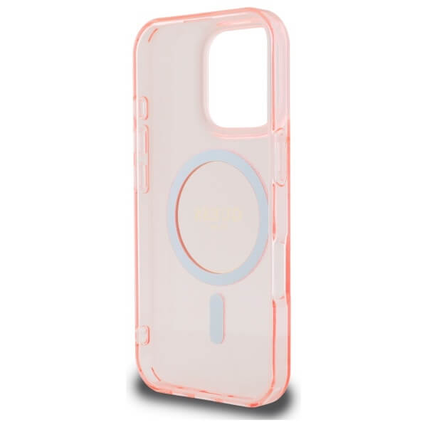 Guess iPhone 16 Pro Max - IML Glitter Circle - MagSafe Σκληρή Θήκη με Πλαίσιο Σιλικόνης - Pink - GUHMP16XHFGEREP