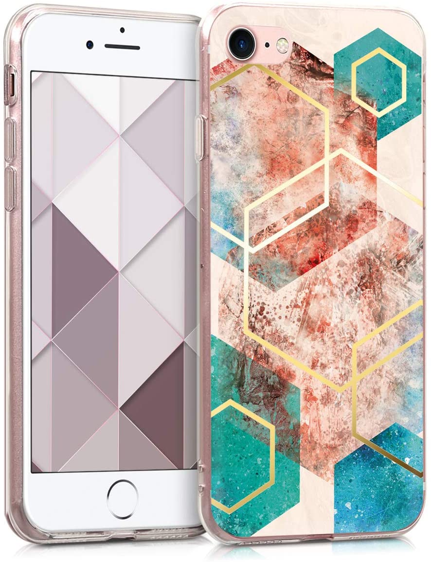 KW iPhone SE 2022 / SE 2020 / 7 / 8 Θήκη Σιλικόνης TPU Design Glory Mix - Gold / Red / Turquoise - 46227.37