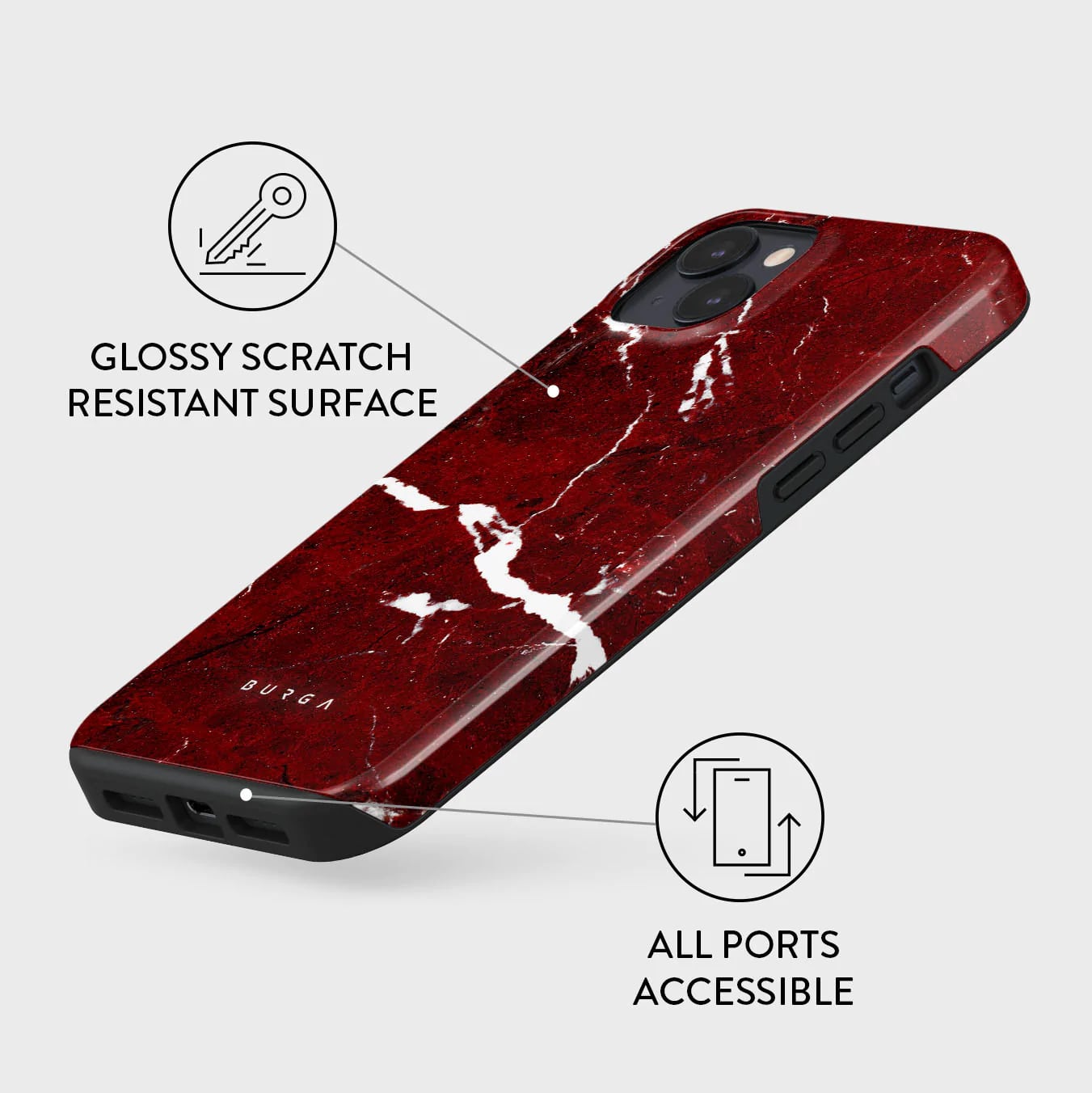 Burga iPhone 14 Fashion Tough Σκληρή Θήκη - Iconic Red Ruby
