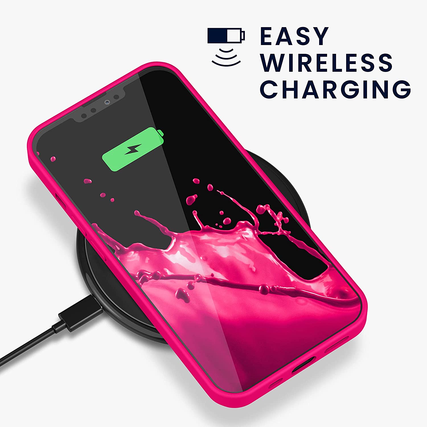 KW iPhone 13 Pro Θήκη Σιλικόνης Rubberized TPU - Neon Pink - 55962.77