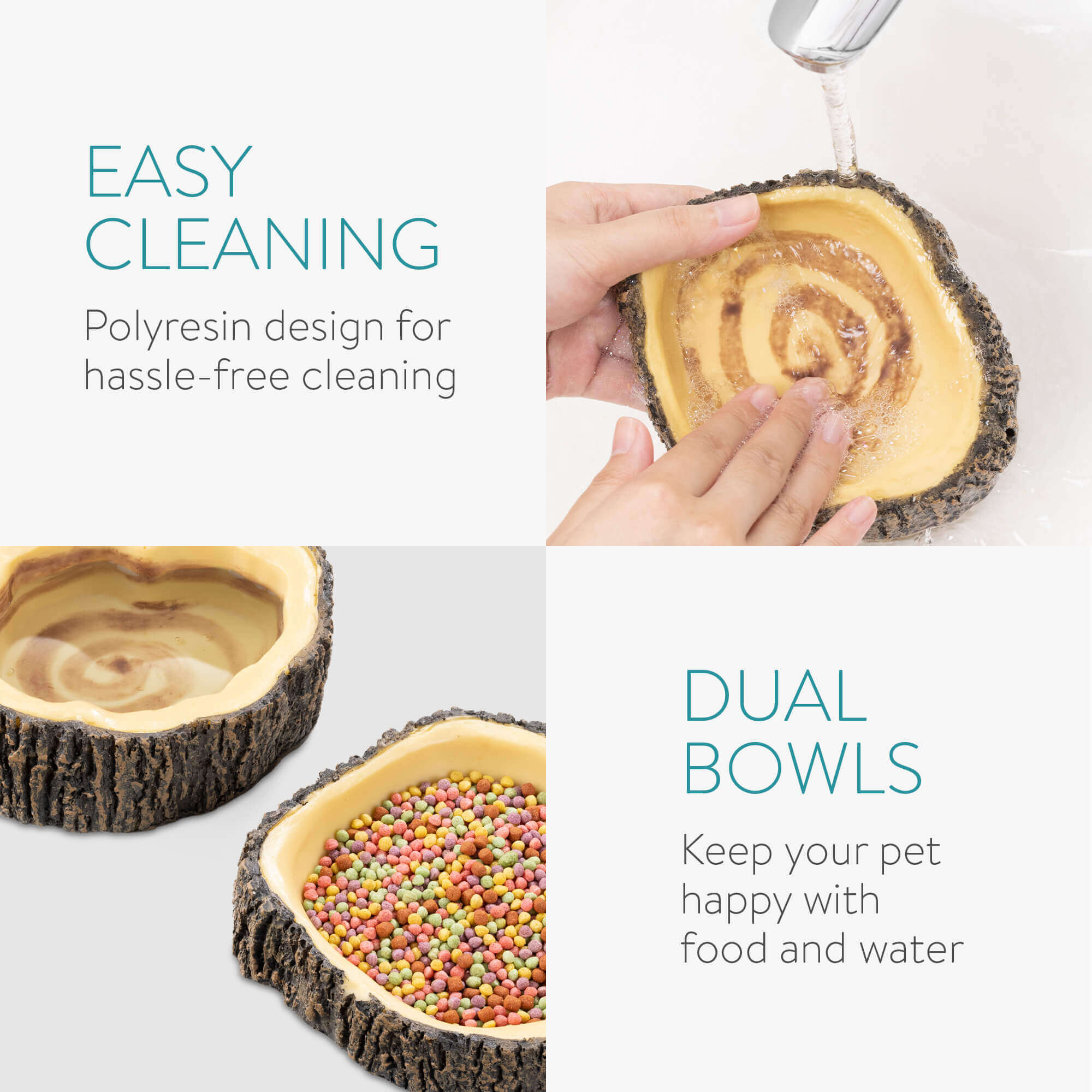 Navaris Σετ με 2 Μπολ Φαγητού και Νερού από Πολυρητίνη για Ερπετά Κατοικίδια - Brown - 54968.01